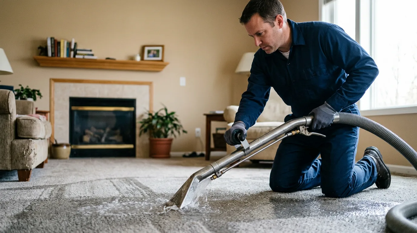 Water damage restoration technician working near La Vernia, TX